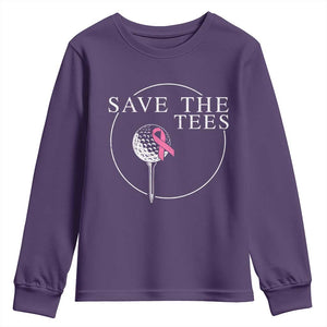 Breast Cancer Awareness Golf Youth Sweatshirt Pink Ribbon Save The Tees Fundraiser Team TS10 Purple Print Your Wear