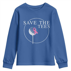 Breast Cancer Awareness Golf Youth Sweatshirt Pink Ribbon Save The Tees Fundraiser Team TS10 Royal Blue Print Your Wear