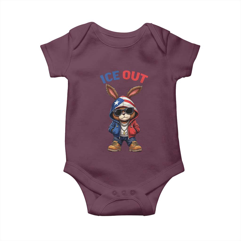 Cool Bunny Ice Out Baby Onesie Puerto Rican Flag Hoodie Outfit Vibes Boricua TS10 Maroon Print Your Wear