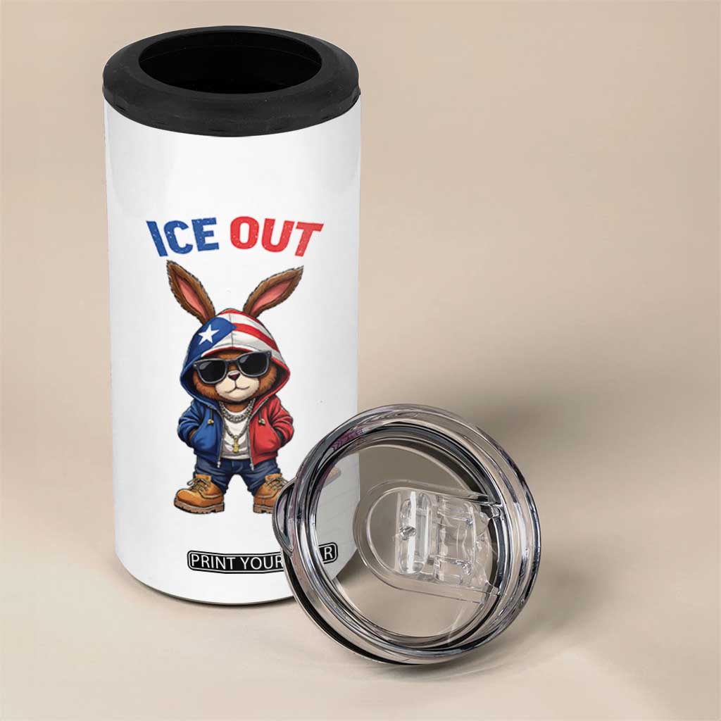 Cool Bunny Ice Out 4 in 1 Can Cooler Tumbler Puerto Rican Flag Hoodie Outfit Vibes Boricua TS10 Print Your Wear