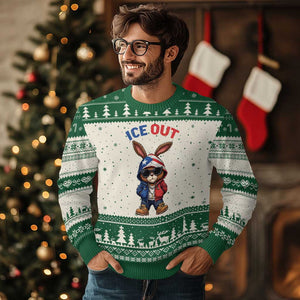 Cool Bunny Ice Out Ugly Christmas Sweater Puerto Rican Flag Hoodie Outfit Vibes Boricua TS10 Beige Green Print Your Wear