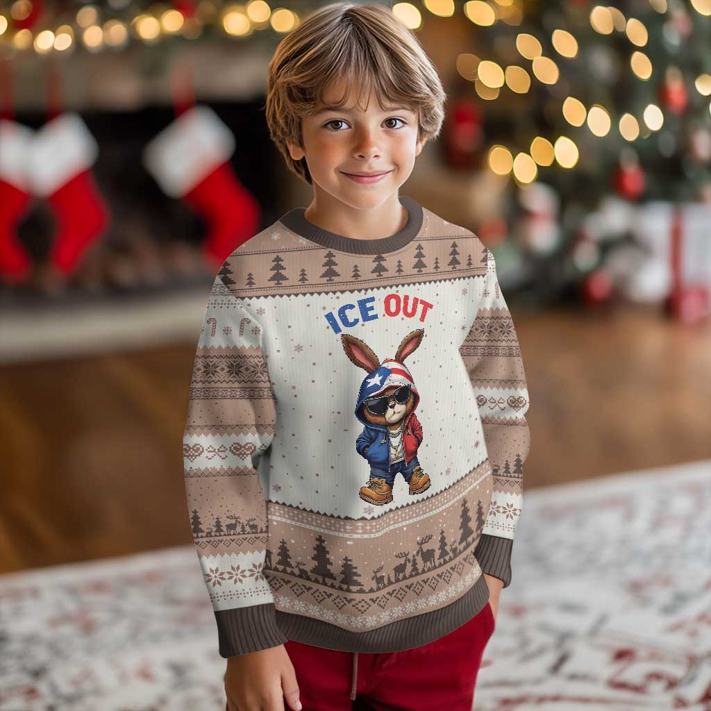 Cool Bunny Ice Out Ugly Christmas Sweater Puerto Rican Flag Hoodie Outfit Vibes Boricua TS10 Mocha Mousse Print Your Wear