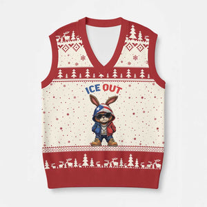 Cool Bunny Ice Out V-Neck Knit Sweater Vest Puerto Rican Flag Hoodie Outfit Vibes Boricua TS10 Beige Red Print Your Wear