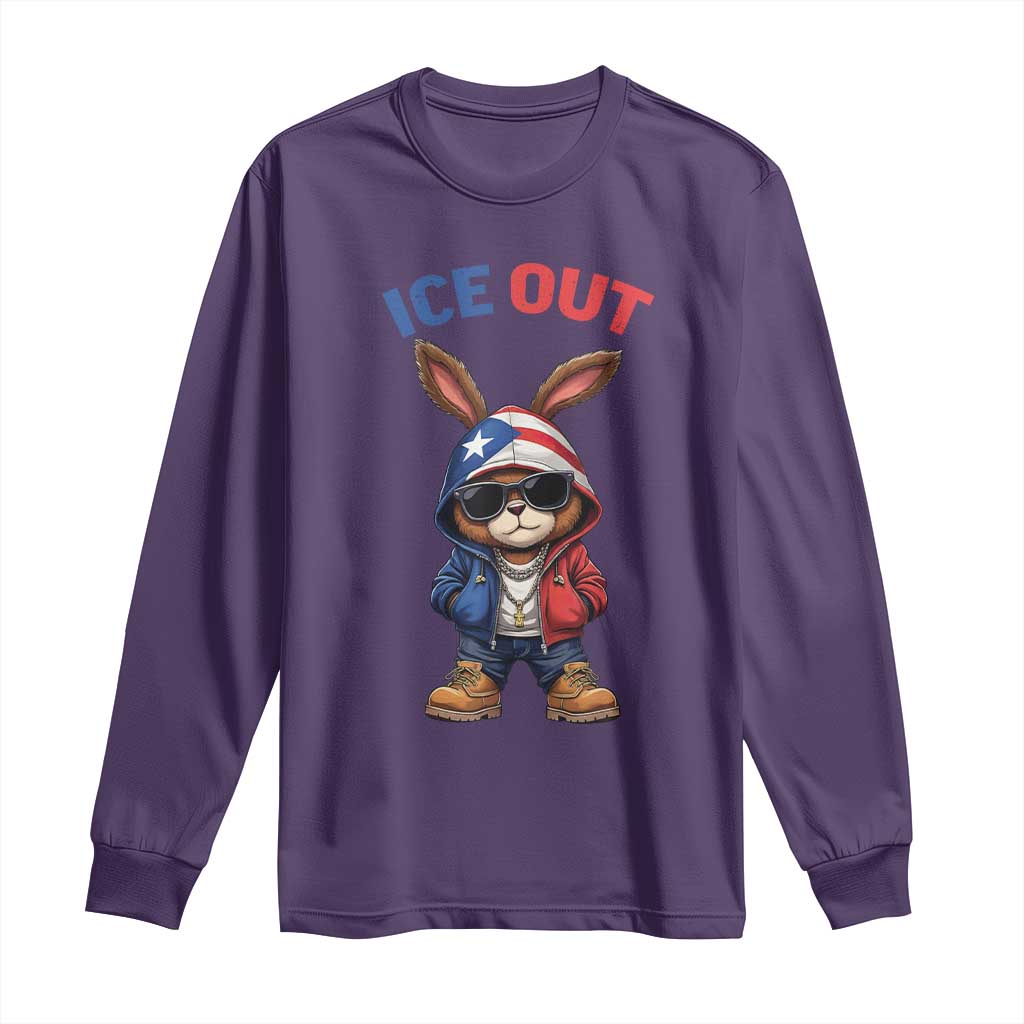 Cool Bunny Ice Out Long Sleeve Shirt Puerto Rican Flag Hoodie Outfit Vibes Boricua TS10 Purple Print Your Wear