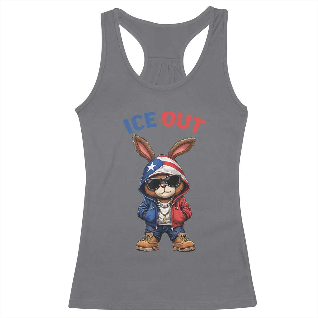 Cool Bunny Ice Out Racerback Tank Top Puerto Rican Flag Hoodie Outfit Vibes Boricua TS10 Charcoal Print Your Wear