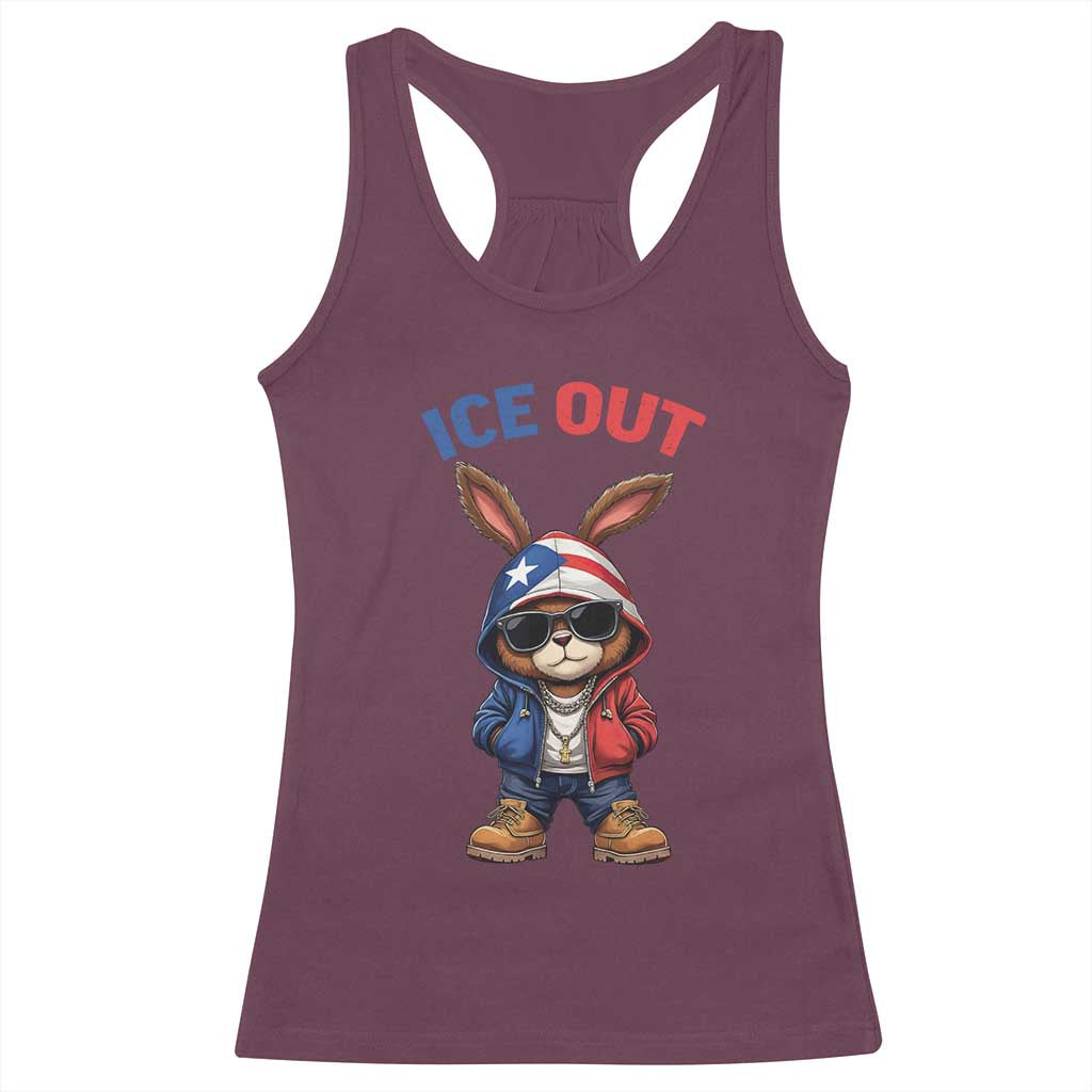 Cool Bunny Ice Out Racerback Tank Top Puerto Rican Flag Hoodie Outfit Vibes Boricua TS10 Maroon Print Your Wear