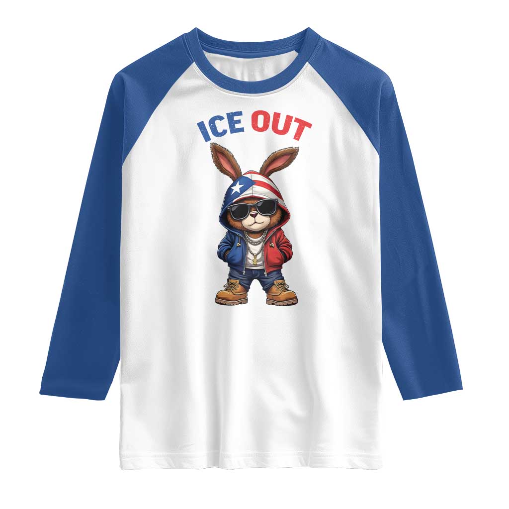 Cool Bunny Ice Out Raglan Shirt Puerto Rican Flag Hoodie Outfit Vibes Boricua TS10 White Royal Print Your Wear