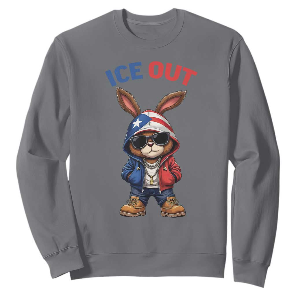 Cool Bunny Ice Out Sweatshirt Puerto Rican Flag Hoodie Outfit Vibes Boricua TS10 Charcoal Print Your Wear