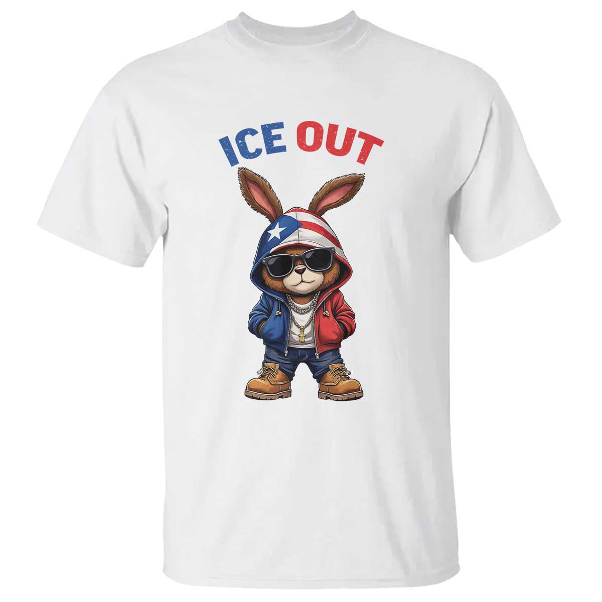 Cool Bunny Ice Out T Shirt Puerto Rican Flag Hoodie Outfit Vibes Boricua TS10 White Print Your Wear