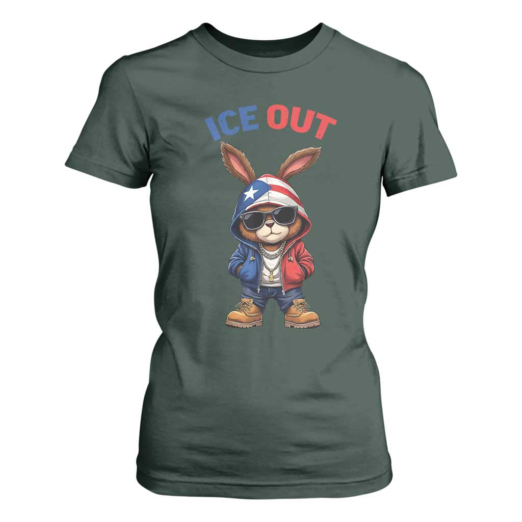 Cool Bunny Ice Out T Shirt For Women Puerto Rican Flag Hoodie Outfit Vibes Boricua TS10 Dark Forest Green Print Your Wear
