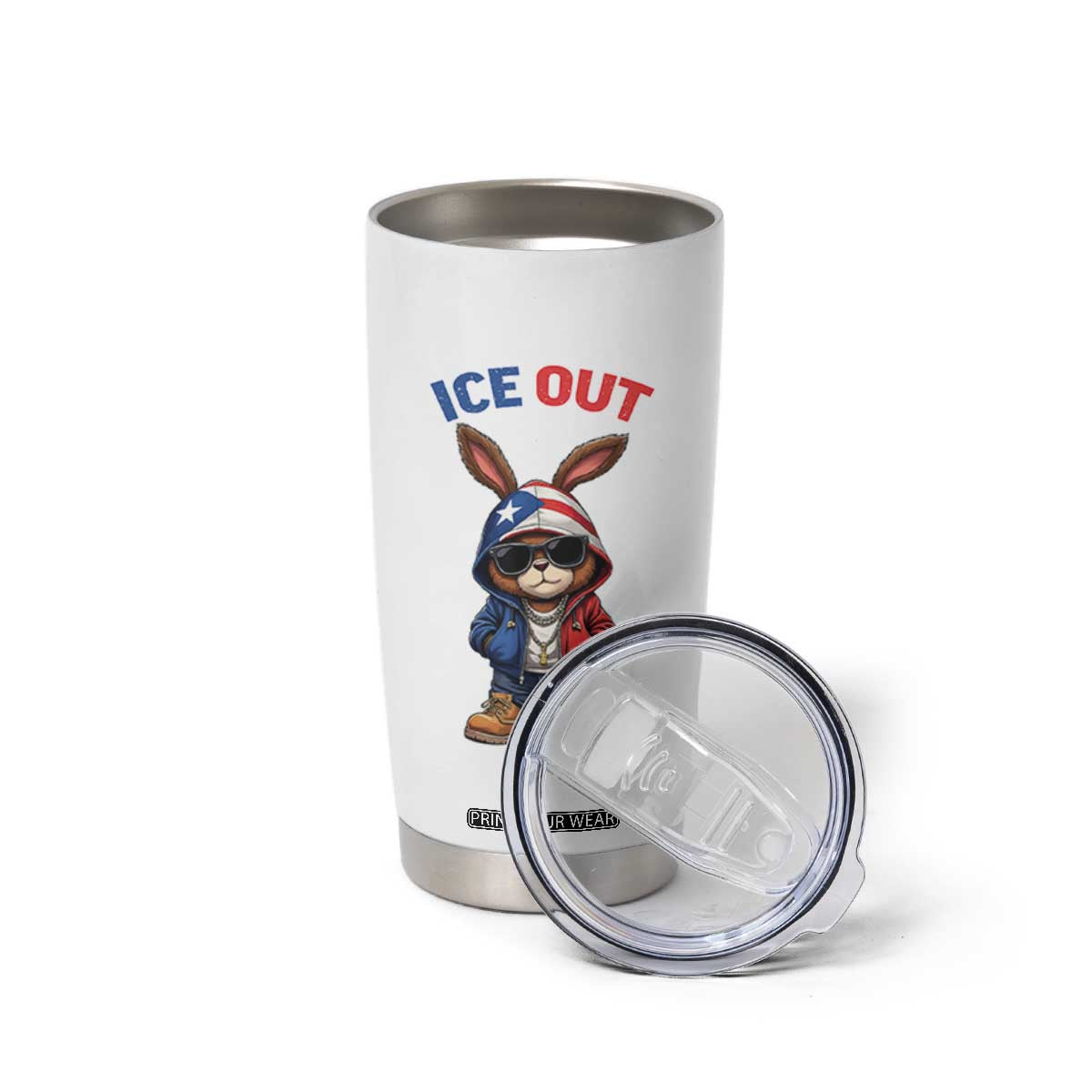 Cool Bunny Ice Out Tumbler Cup Puerto Rican Flag Hoodie Outfit Vibes Boricua TS10 Print Your Wear