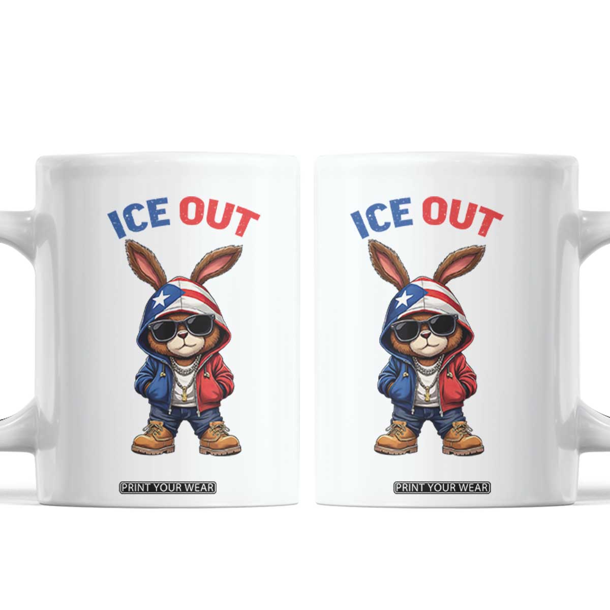 Cool Bunny Ice Out Coffee Mug Puerto Rican Flag Hoodie Outfit Vibes Boricua TS10 White Print Your Wear