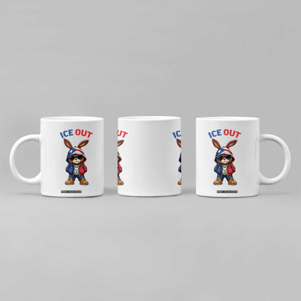 Cool Bunny Ice Out Coffee Mug Puerto Rican Flag Hoodie Outfit Vibes Boricua TS10 Print Your Wear