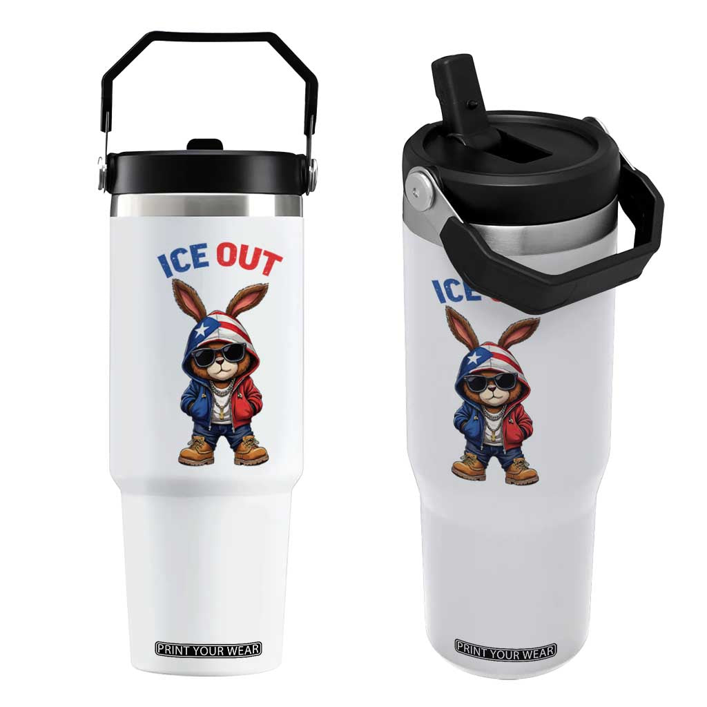 Cool Bunny Ice Out Flip Straw Tumbler Puerto Rican Flag Hoodie Outfit Vibes Boricua TS10 One Size: 30 oz White Print Your Wear