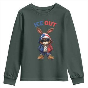 Cool Bunny Ice Out Youth Sweatshirt Puerto Rican Flag Hoodie Outfit Vibes Boricua TS10 Dark Forest Green Print Your Wear