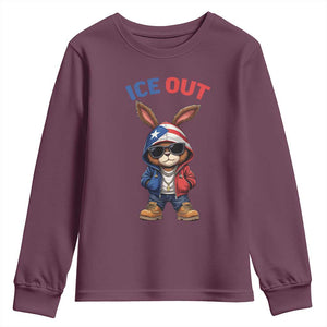 Cool Bunny Ice Out Youth Sweatshirt Puerto Rican Flag Hoodie Outfit Vibes Boricua TS10 Maroon Print Your Wear