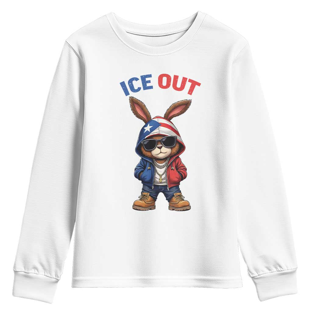 Cool Bunny Ice Out Youth Sweatshirt Puerto Rican Flag Hoodie Outfit Vibes Boricua TS10 White Print Your Wear