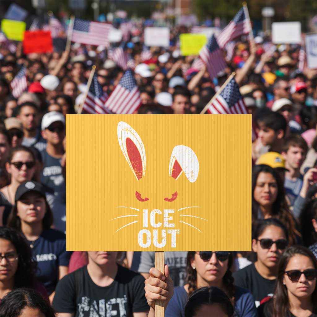 Bunny Ice Out Protest Sign Resist FDT Anti Immigration Enforcement TS10 Horizontal 18