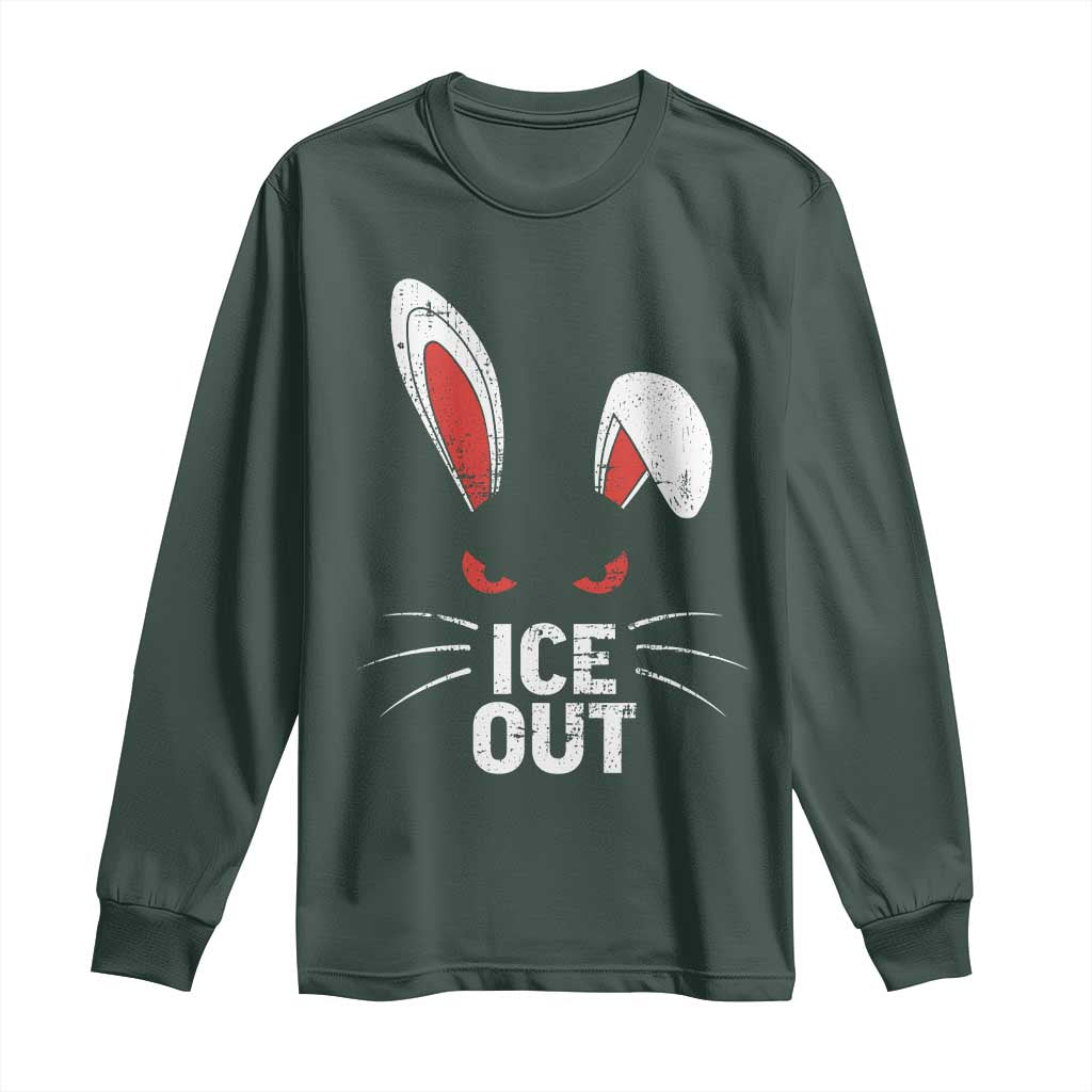 Bunny Ice Out Long Sleeve Shirt Resist FDT Anti Immigration Enforcement TS10 Dark Forest Green Print Your Wear