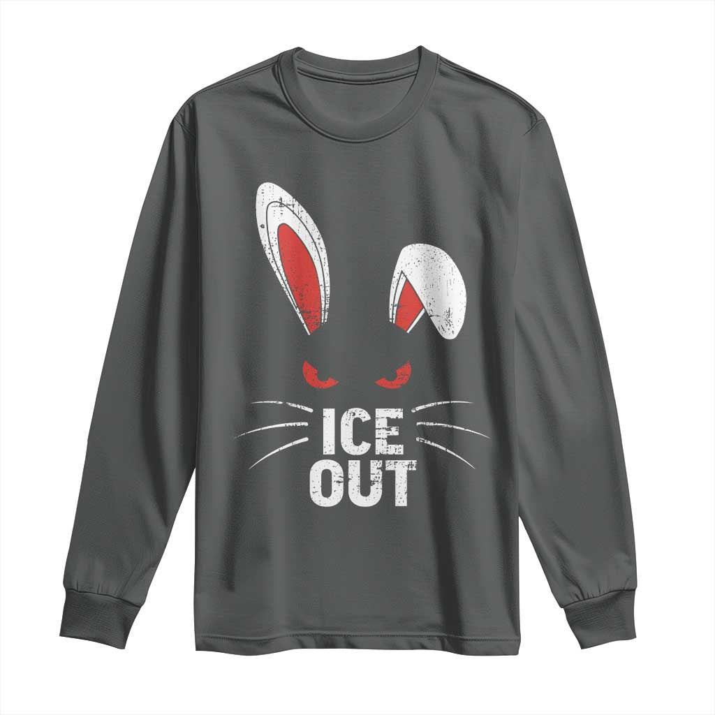 Bunny Ice Out Long Sleeve Shirt Resist FDT Anti Immigration Enforcement TS10 Dark Heather Print Your Wear