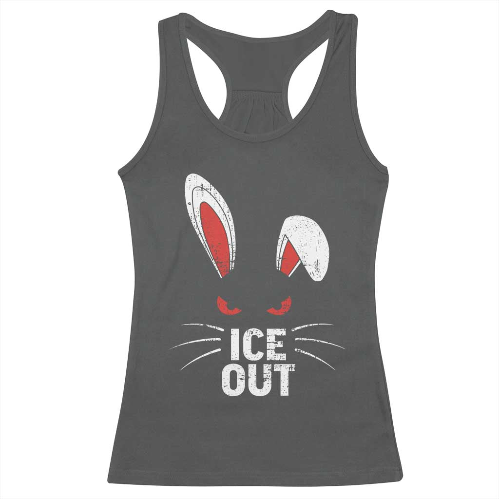 Bunny Ice Out Racerback Tank Top Resist FDT Anti Immigration Enforcement TS10 Dark Heather Print Your Wear