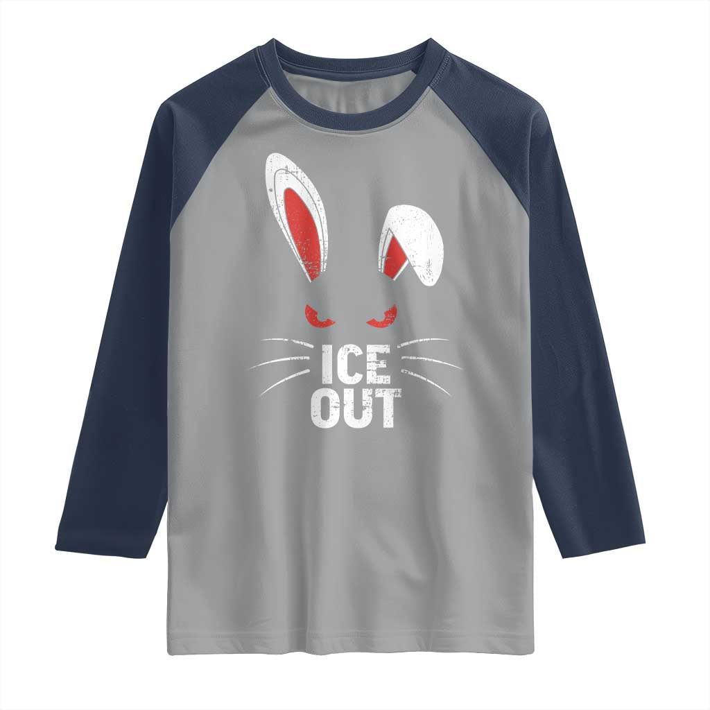 Bunny Ice Out Raglan Shirt Resist FDT Anti Immigration Enforcement TS10 Sport Gray Navy Print Your Wear