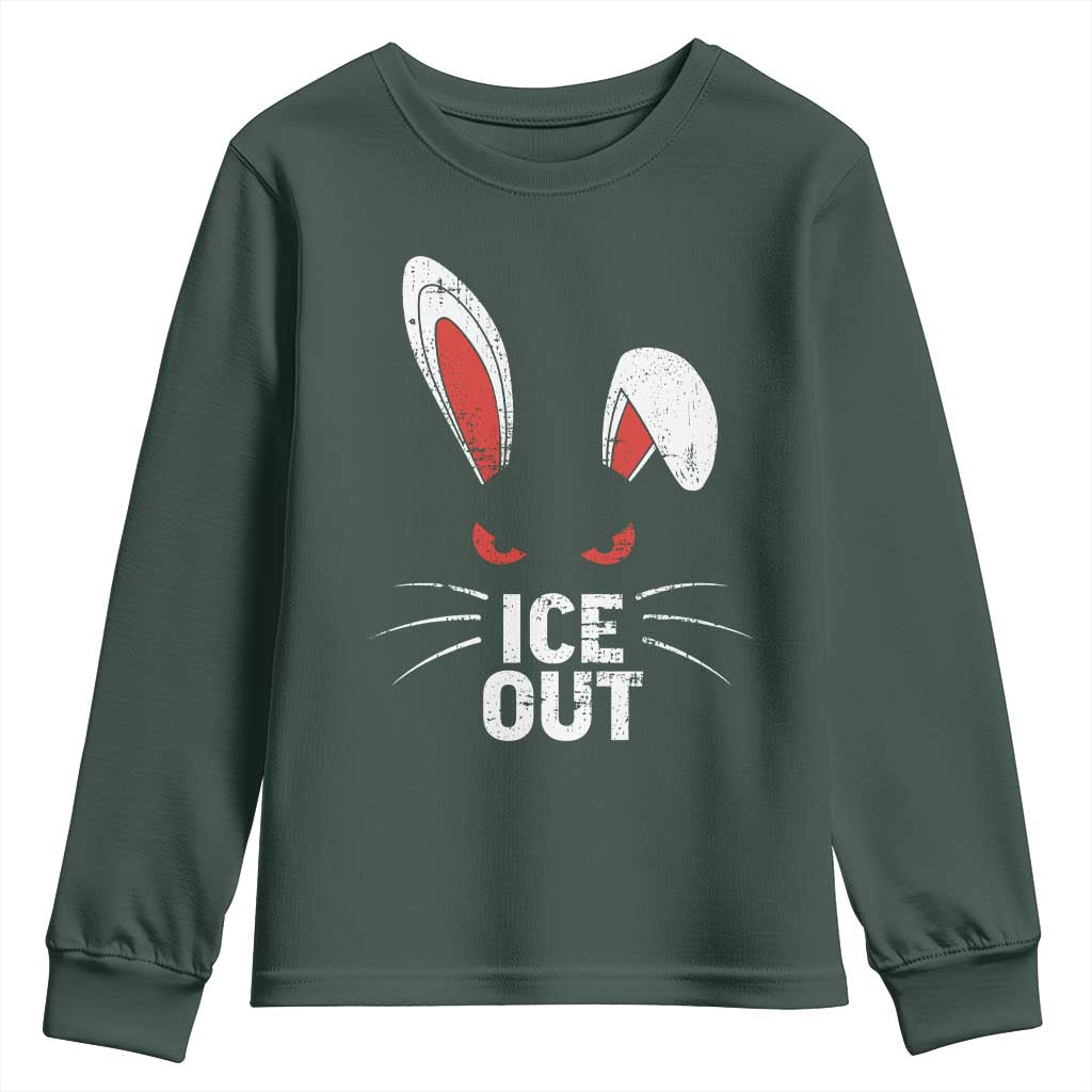 Bunny Ice Out Youth Sweatshirt Resist FDT Anti Immigration Enforcement TS10 Dark Forest Green Print Your Wear
