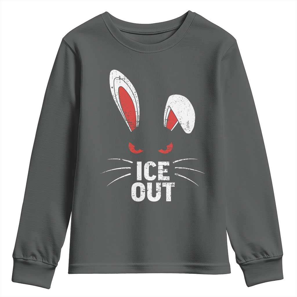 Bunny Ice Out Youth Sweatshirt Resist FDT Anti Immigration Enforcement TS10 Dark Heather Print Your Wear