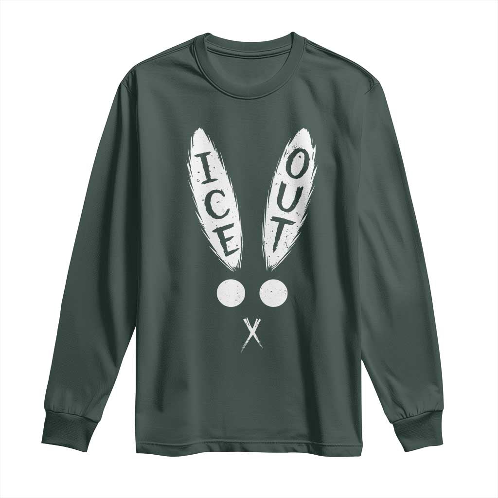 Bunny Bad Ice Out Long Sleeve Shirt Rabbit FDT Anti Immigration Enforcement TS10 Dark Forest Green Print Your Wear