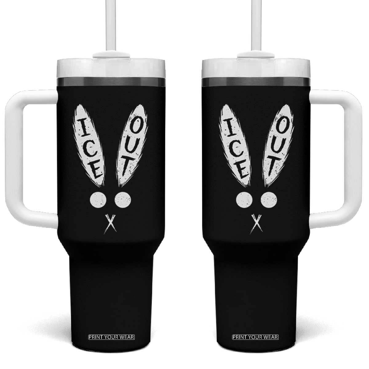 Bunny Bad Ice Out Tumbler With Handle Rabbit FDT Anti Immigration Enforcement TS10 One Size: 40 oz Black Print Your Wear