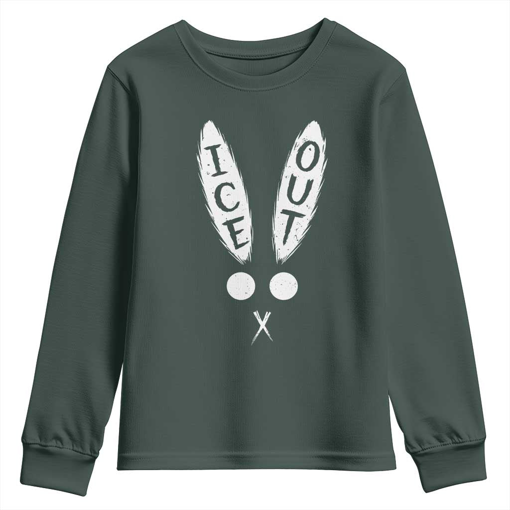 Bunny Bad Ice Out Youth Sweatshirt Rabbit FDT Anti Immigration Enforcement TS10 Dark Forest Green Print Your Wear