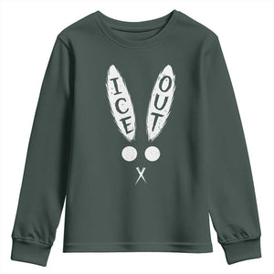 Bunny Bad Ice Out Youth Sweatshirt Rabbit FDT Anti Immigration Enforcement TS10 Dark Forest Green Print Your Wear