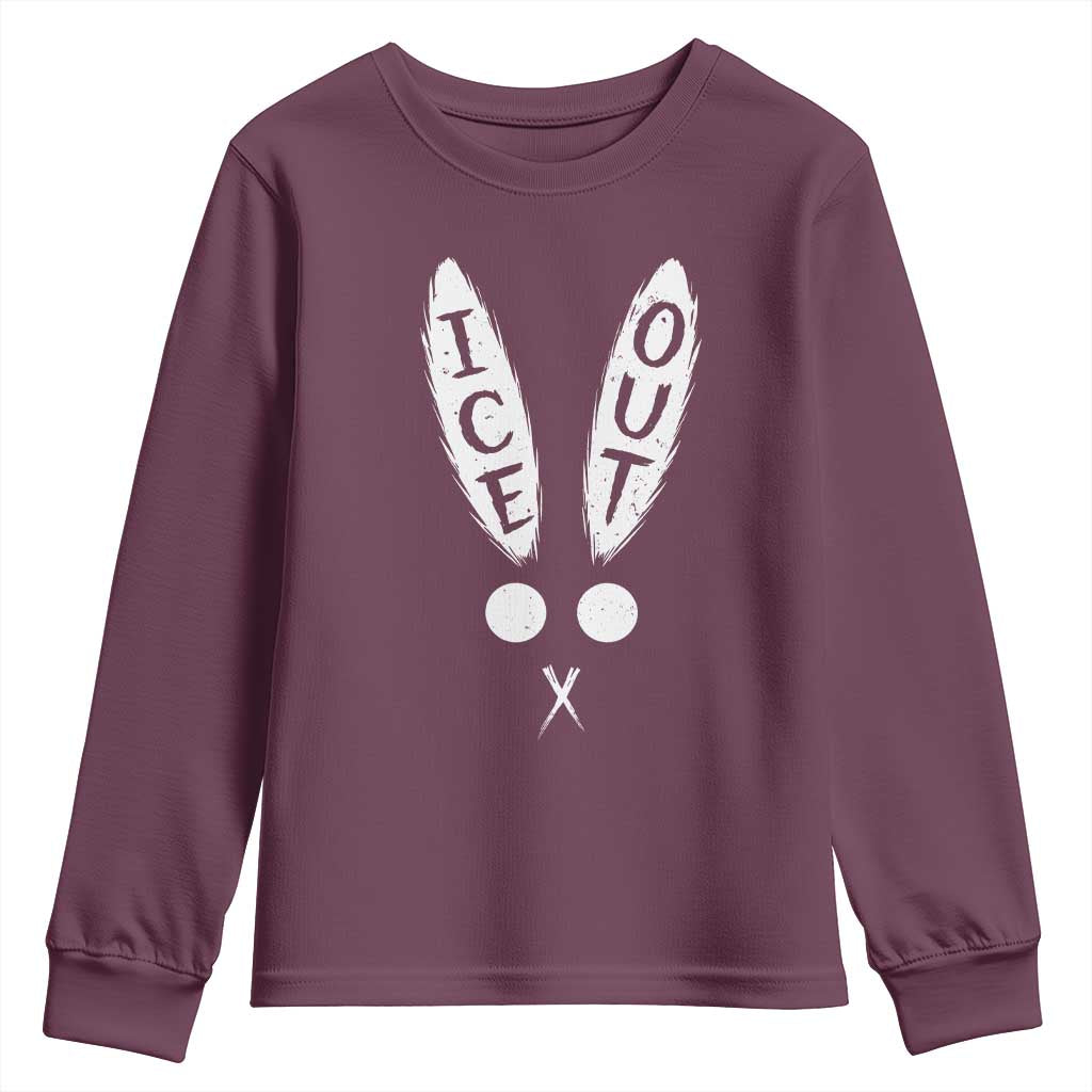 Bunny Bad Ice Out Youth Sweatshirt Rabbit FDT Anti Immigration Enforcement TS10 Maroon Print Your Wear