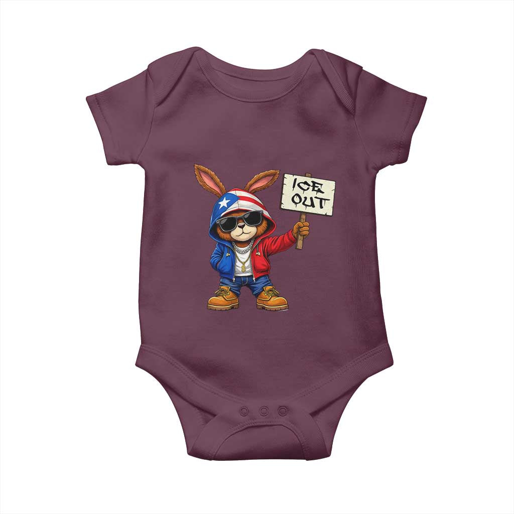 Bunny Ice Out Baby Onesie Protest Equality Puerto Rican Flag Hoodie TS10 Maroon Print Your Wear