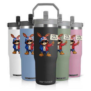 Bunny Ice Out Flip Straw Tumbler Protest Equality Puerto Rican Flag Hoodie TS10 Print Your Wear