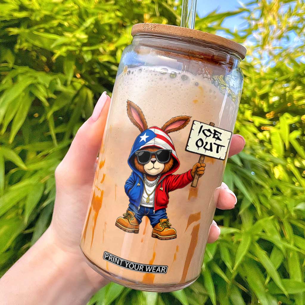 Bunny Ice Out Glass Can Protest Equality Puerto Rican Flag Hoodie TS10 Black Print Your Wear