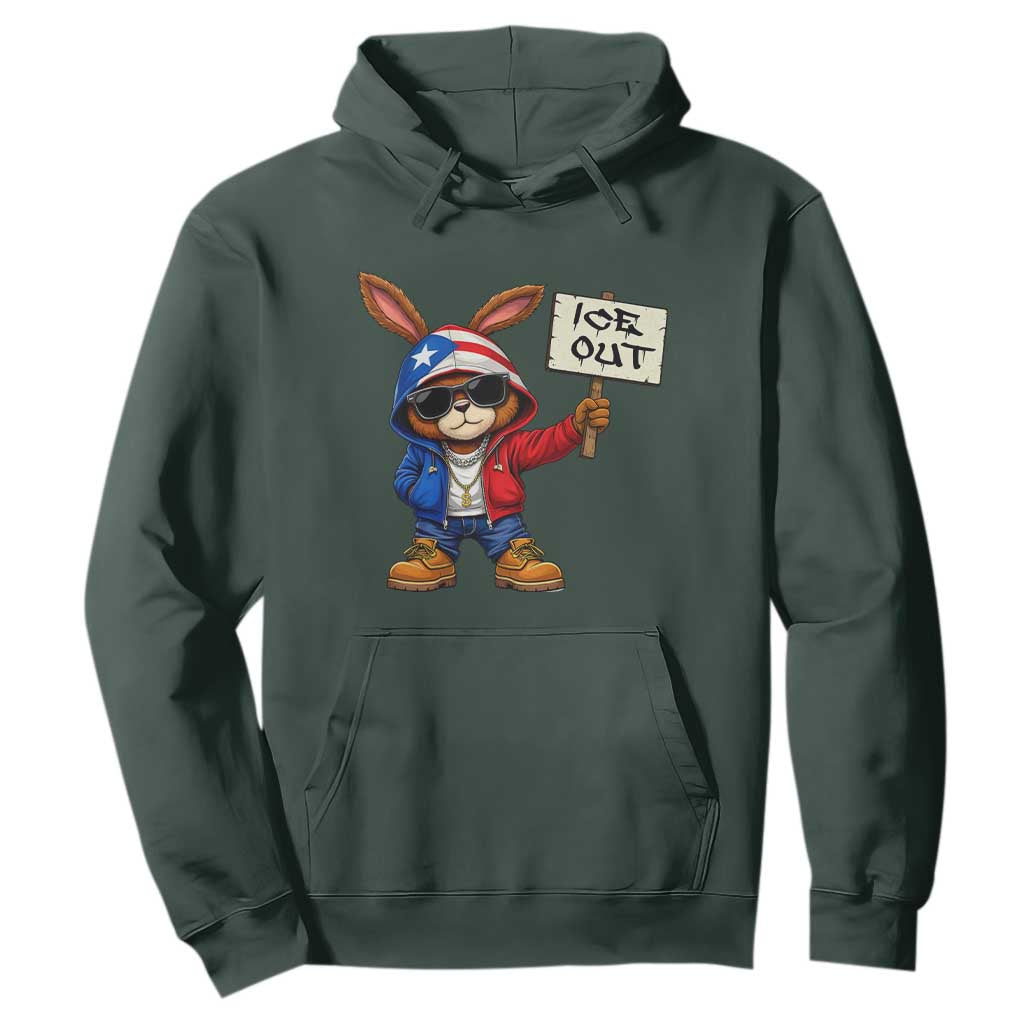 Bunny Ice Out Hoodie Protest Equality Puerto Rican Flag Hoodie TS10 Dark Forest Green Print Your Wear