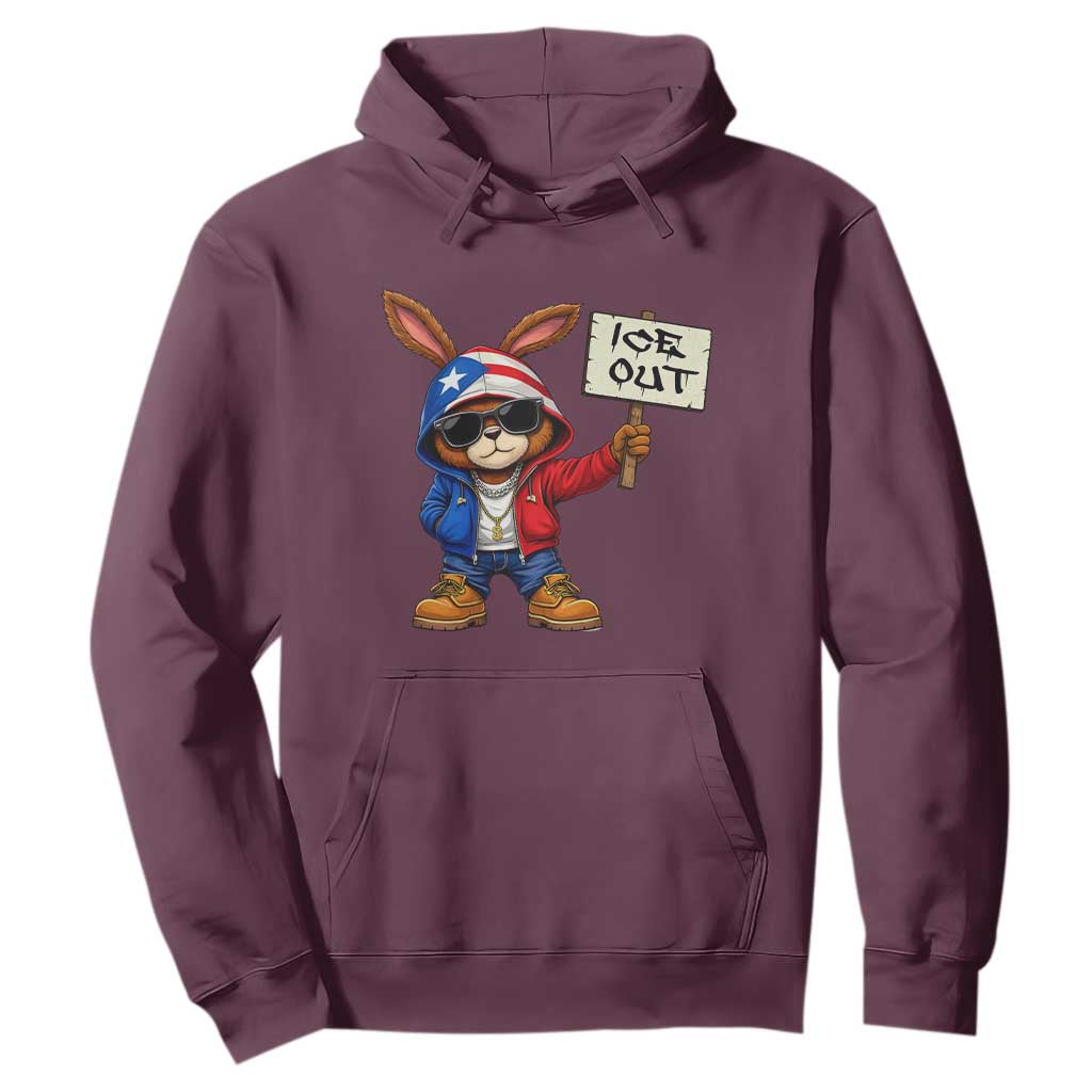 Bunny Ice Out Hoodie Protest Equality Puerto Rican Flag Hoodie TS10 Maroon Print Your Wear