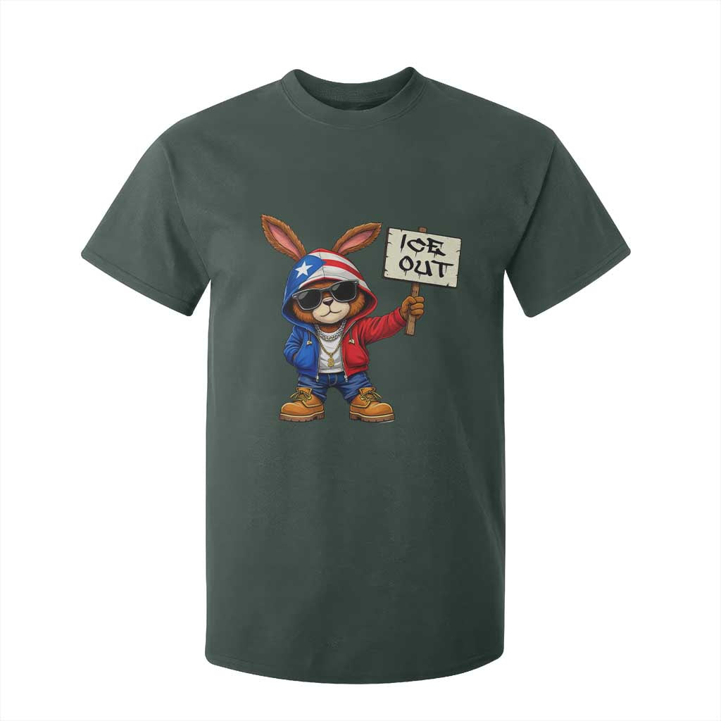 Bunny Ice Out T Shirt For Kid Protest Equality Puerto Rican Flag Hoodie TS10 Dark Forest Green Print Your Wear