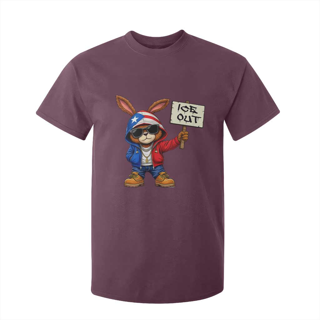 Bunny Ice Out T Shirt For Kid Protest Equality Puerto Rican Flag Hoodie TS10 Maroon Print Your Wear