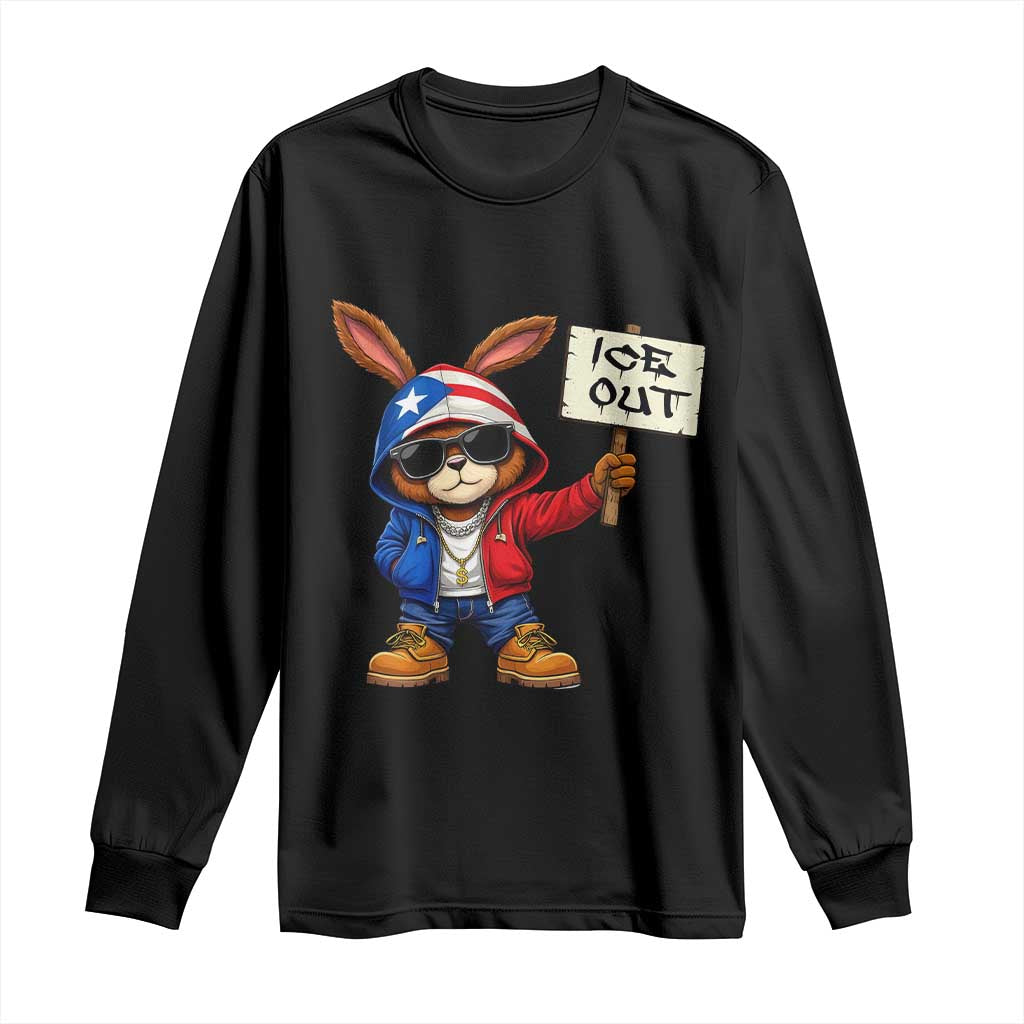 Bunny Ice Out Long Sleeve Shirt Protest Equality Puerto Rican Flag Hoodie TS10 Black Print Your Wear
