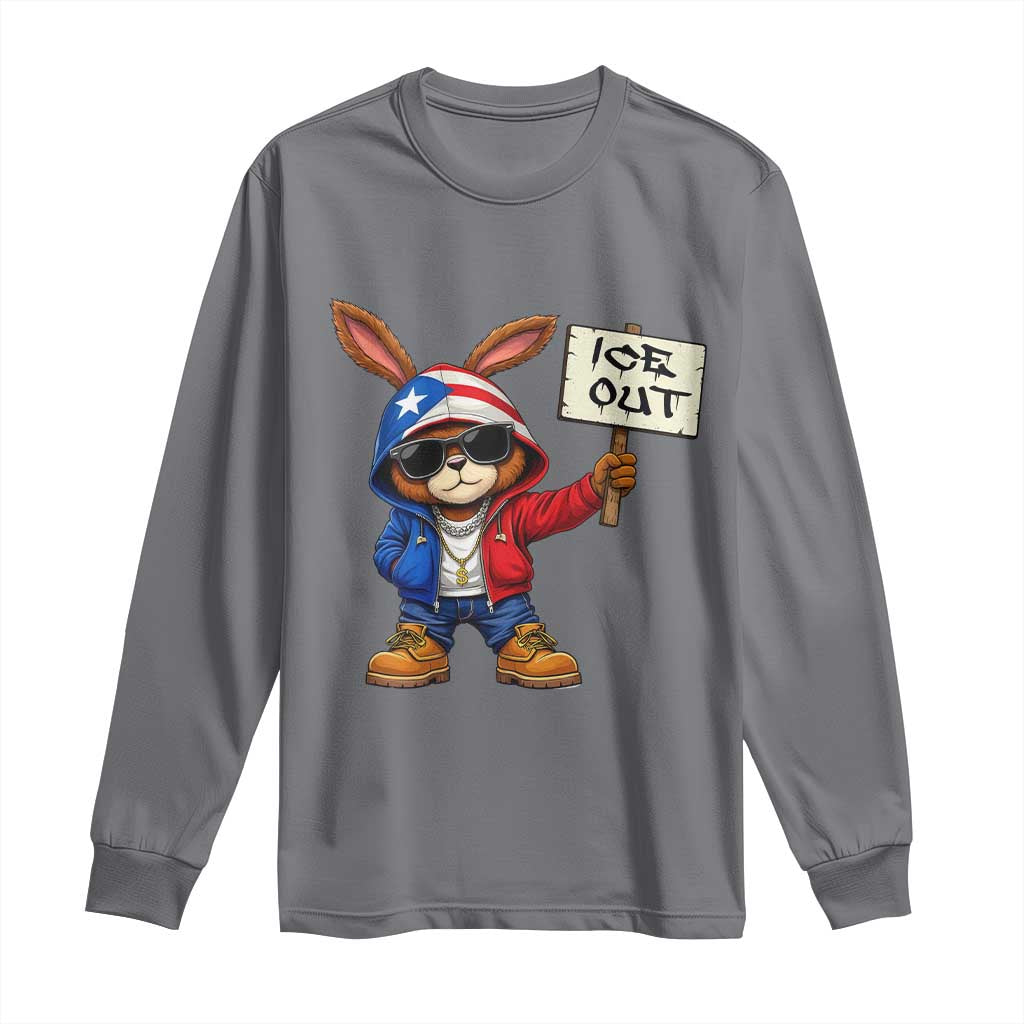 Bunny Ice Out Long Sleeve Shirt Protest Equality Puerto Rican Flag Hoodie TS10 Charcoal Print Your Wear