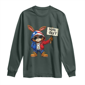 Bunny Ice Out Long Sleeve Shirt Protest Equality Puerto Rican Flag Hoodie TS10 Dark Forest Green Print Your Wear