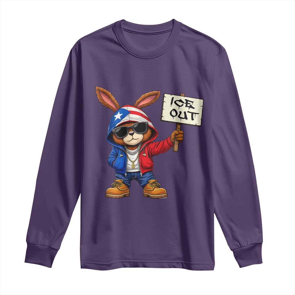 Bunny Ice Out Long Sleeve Shirt Protest Equality Puerto Rican Flag Hoodie TS10 Purple Print Your Wear