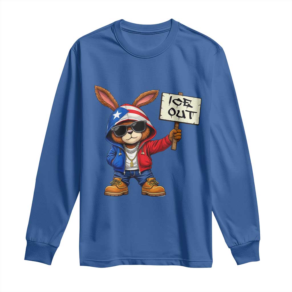 Bunny Ice Out Long Sleeve Shirt Protest Equality Puerto Rican Flag Hoodie TS10 Royal Blue Print Your Wear