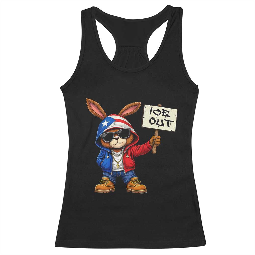 Bunny Ice Out Racerback Tank Top Protest Equality Puerto Rican Flag Hoodie TS10 Black Print Your Wear