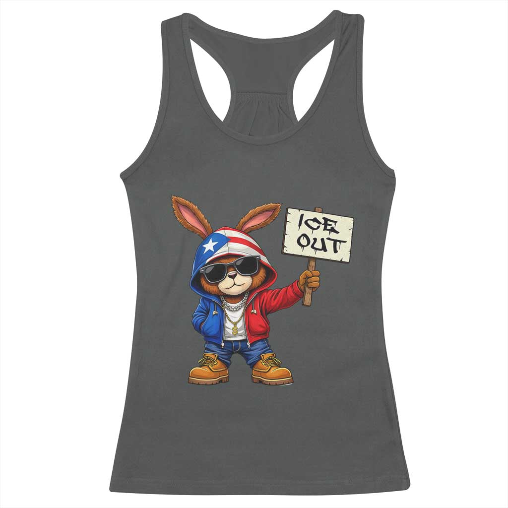 Bunny Ice Out Racerback Tank Top Protest Equality Puerto Rican Flag Hoodie TS10 Dark Heather Print Your Wear