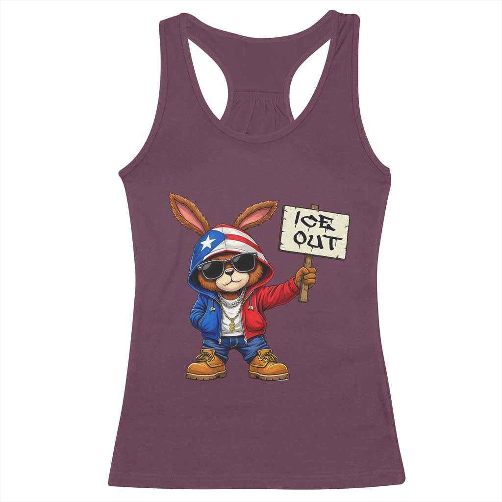 Bunny Ice Out Racerback Tank Top Protest Equality Puerto Rican Flag Hoodie TS10 Maroon Print Your Wear