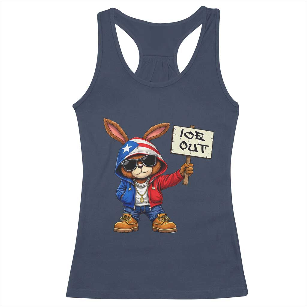 Bunny Ice Out Racerback Tank Top Protest Equality Puerto Rican Flag Hoodie TS10 Navy Print Your Wear