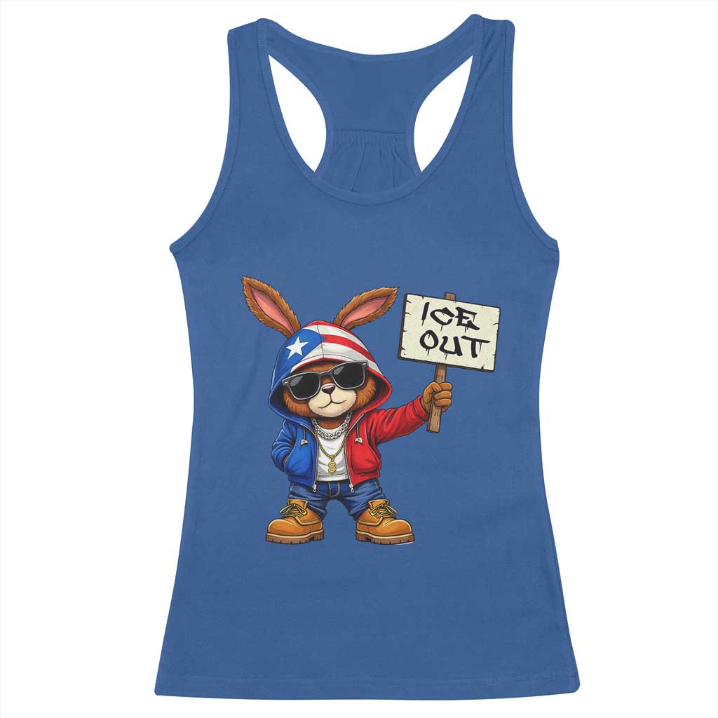 Bunny Ice Out Racerback Tank Top Protest Equality Puerto Rican Flag Hoodie TS10 Royal Blue Print Your Wear